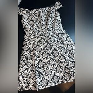 Mi Ami Demask Print off Shoulder Jacquard Fit & Flare Dress Size XS EUC Like New